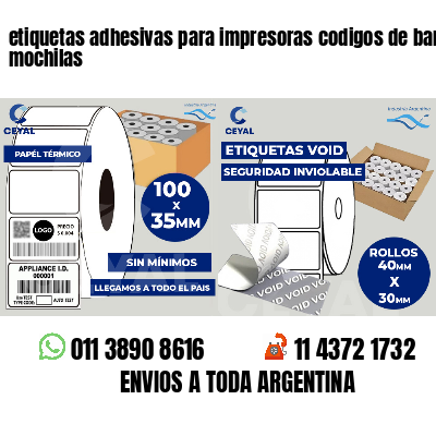 etiquetas adhesivas para impresoras codigos de barras mochilas