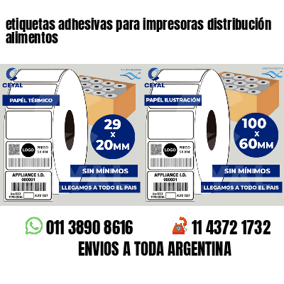 etiquetas adhesivas para impresoras distribución alimentos