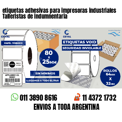 etiquetas adhesivas para impresoras industriales Talleristas de indumnentaria