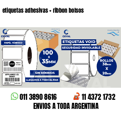 etiquetas adhesivas   ribbon bolsos