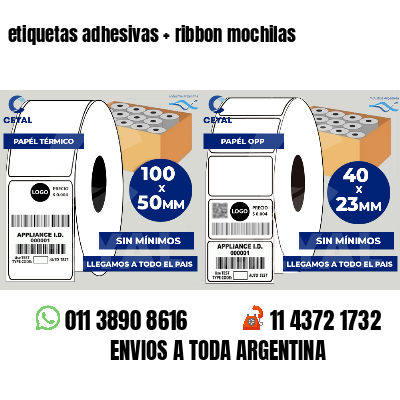 etiquetas adhesivas   ribbon mochilas