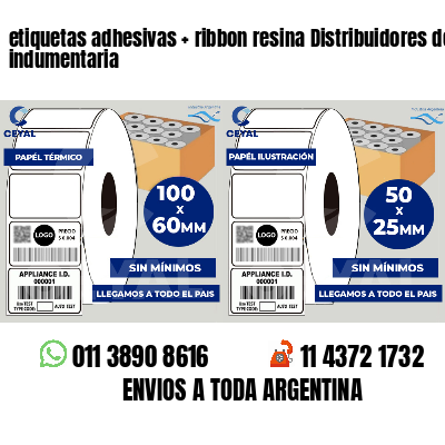 etiquetas adhesivas ribbon resina Distribuidores de indumentaria