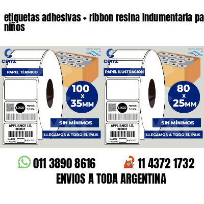 etiquetas adhesivas   ribbon resina Indumentaria para niños
