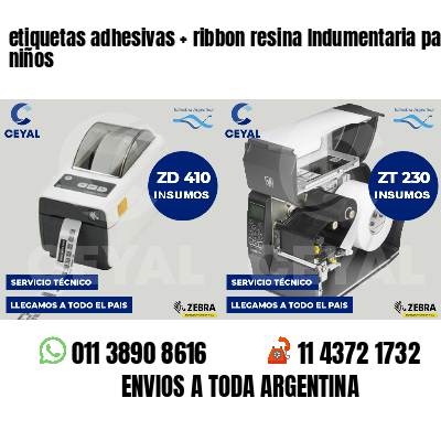 etiquetas adhesivas ribbon resina Indumentaria para niños
