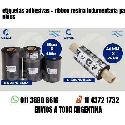 etiquetas adhesivas ribbon resina Indumentaria para niños