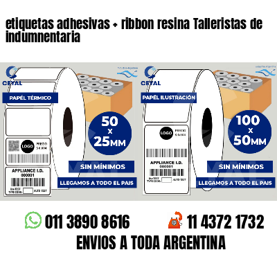 etiquetas adhesivas   ribbon resina Talleristas de indumnentaria