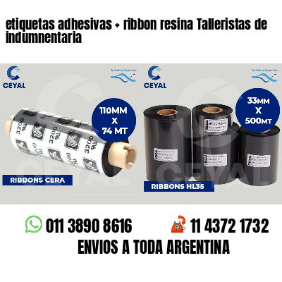 etiquetas adhesivas ribbon resina Talleristas de indumnentaria