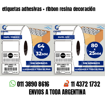 etiquetas adhesivas ribbon resina decoración