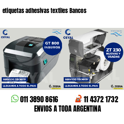 etiquetas adhesivas textiles Bancos