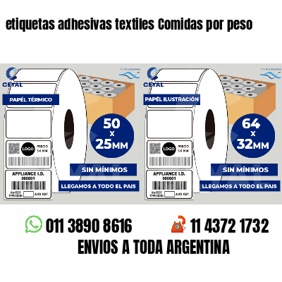 etiquetas adhesivas textiles Comidas por peso
