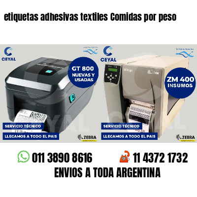 etiquetas adhesivas textiles Comidas por peso