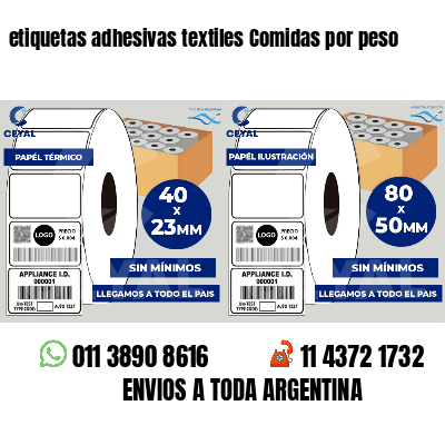 etiquetas adhesivas textiles Comidas por peso