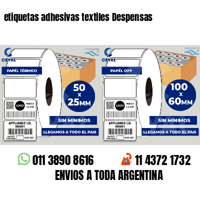 etiquetas adhesivas textiles Despensas