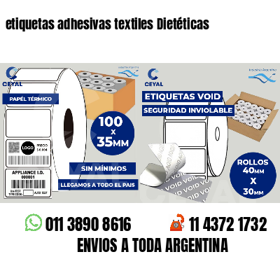 etiquetas adhesivas textiles Dietéticas