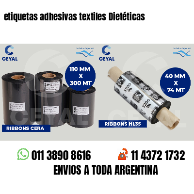 etiquetas adhesivas textiles Dietéticas