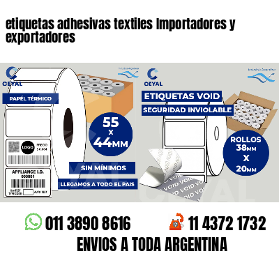 etiquetas adhesivas textiles Importadores y exportadores