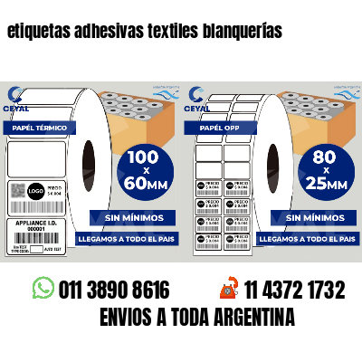 etiquetas adhesivas textiles blanquerías