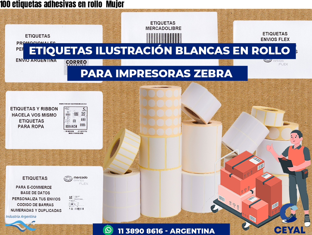 100 etiquetas adhesivas en rollo  Mujer