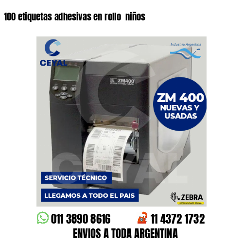 100 etiquetas adhesivas en rollo niños