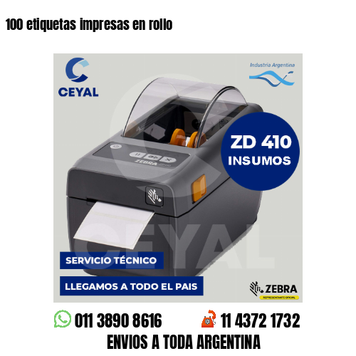 100 etiquetas impresas en rollo