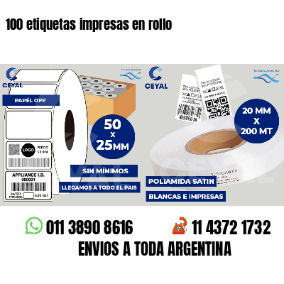 100 etiquetas impresas en rollo