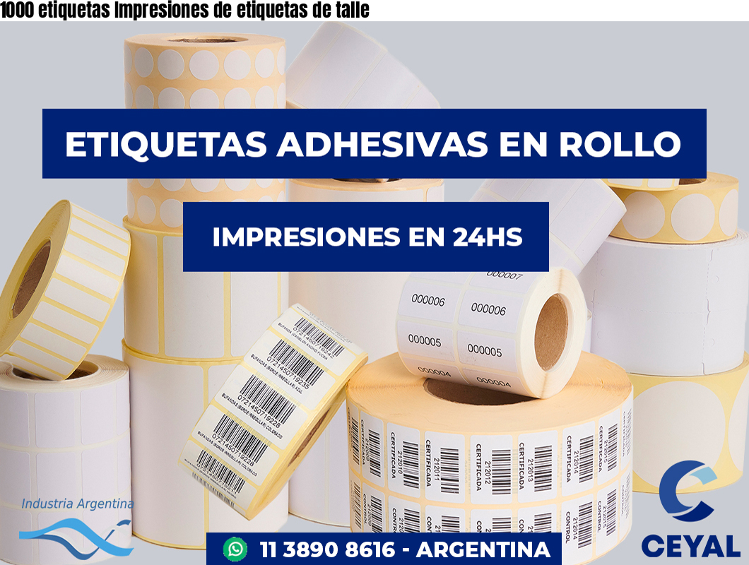 1000 etiquetas Impresiones de etiquetas de talle