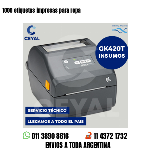 1000 etiquetas impresas para ropa