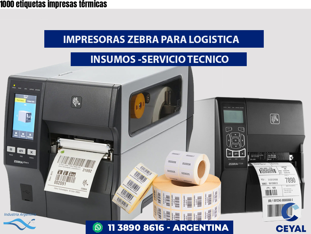 1000 etiquetas impresas térmicas