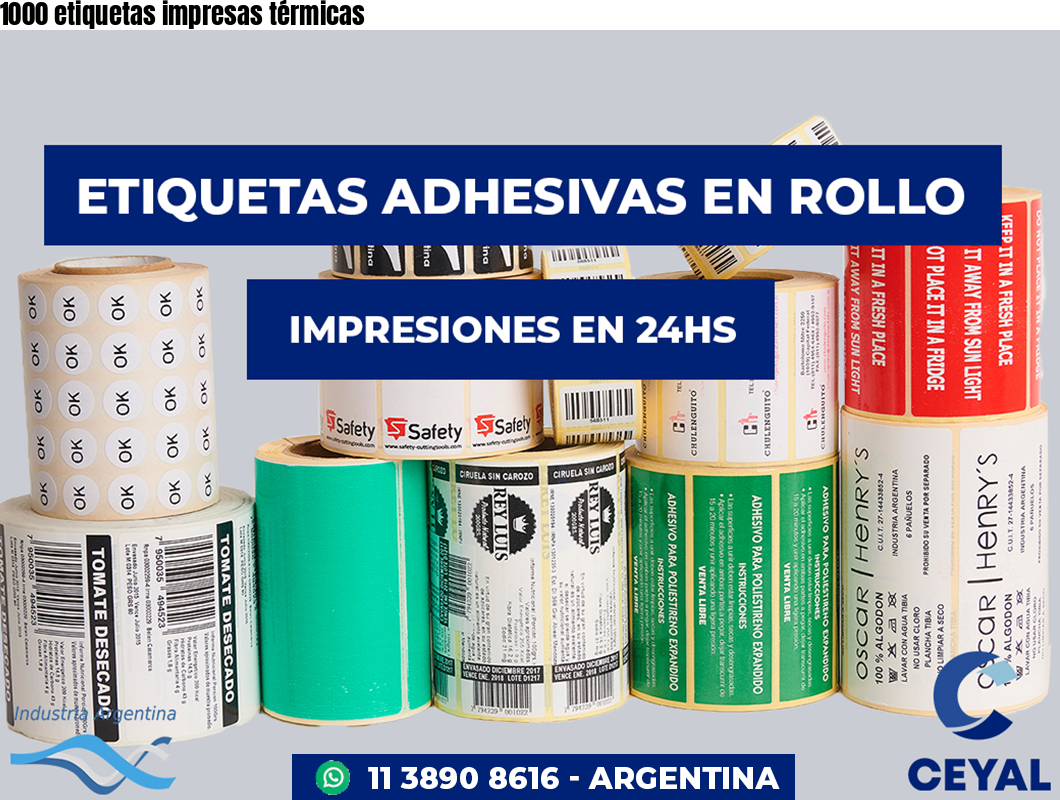 1000 etiquetas impresas térmicas