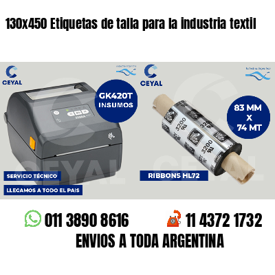 130x450 Etiquetas de talla para la industria textil