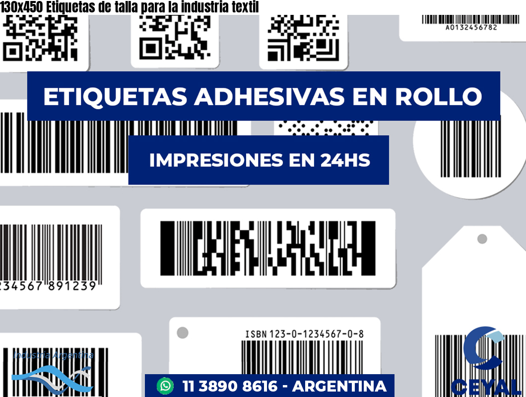 130×450 Etiquetas de talla para la industria textil