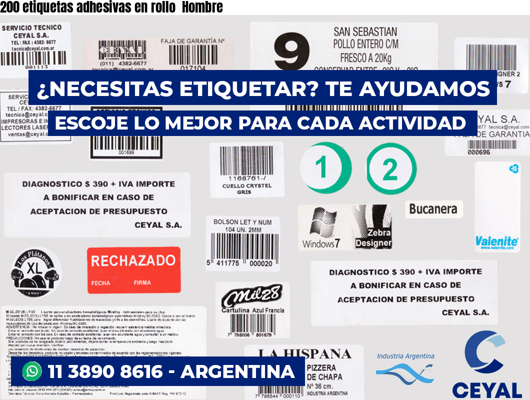 200 etiquetas adhesivas en rollo  Hombre