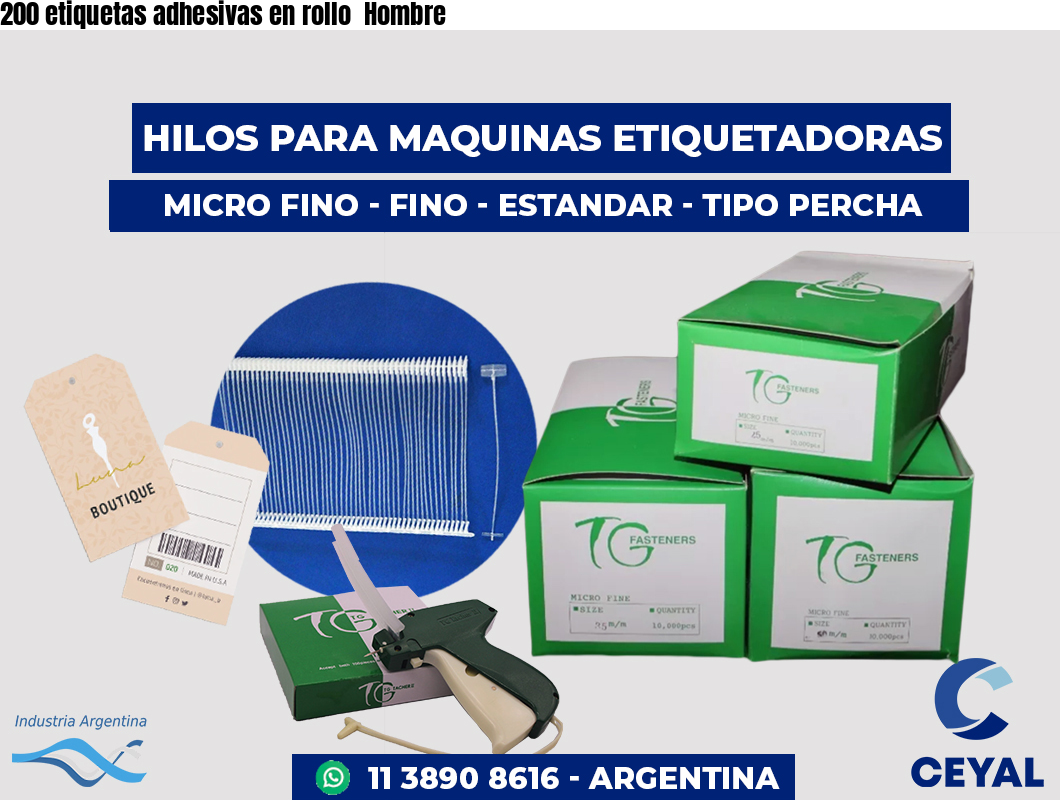 200 etiquetas adhesivas en rollo Hombre