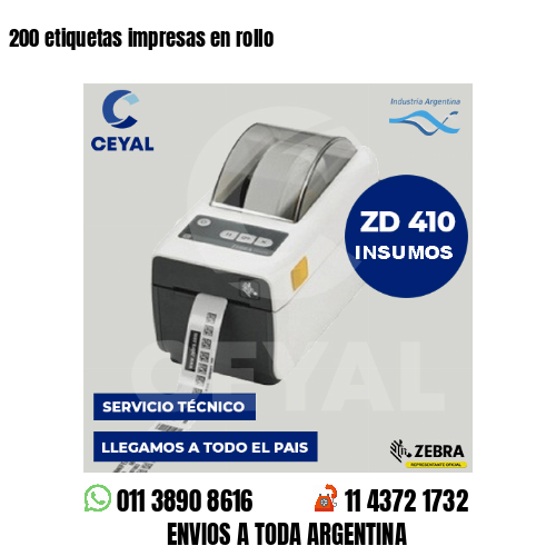 200 etiquetas impresas en rollo