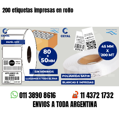 200 etiquetas impresas en rollo