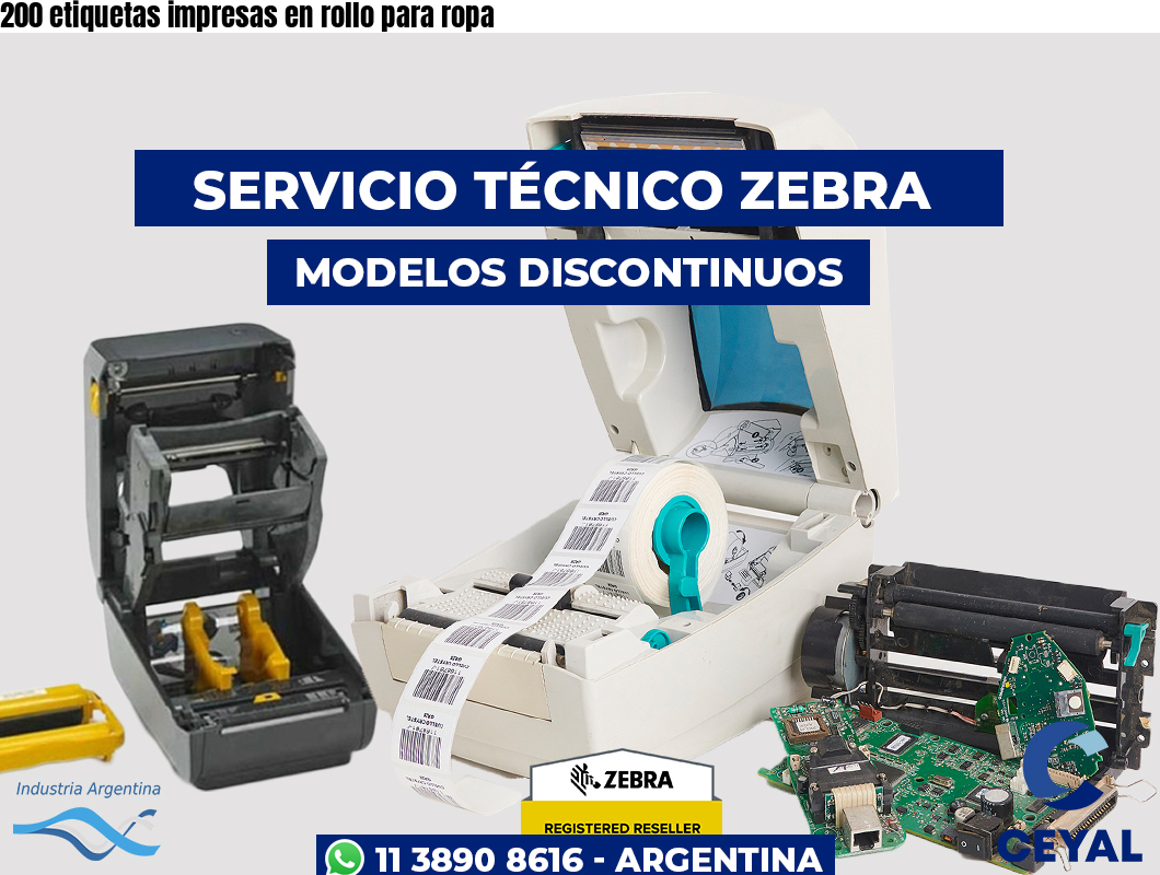 200 etiquetas impresas en rollo para ropa