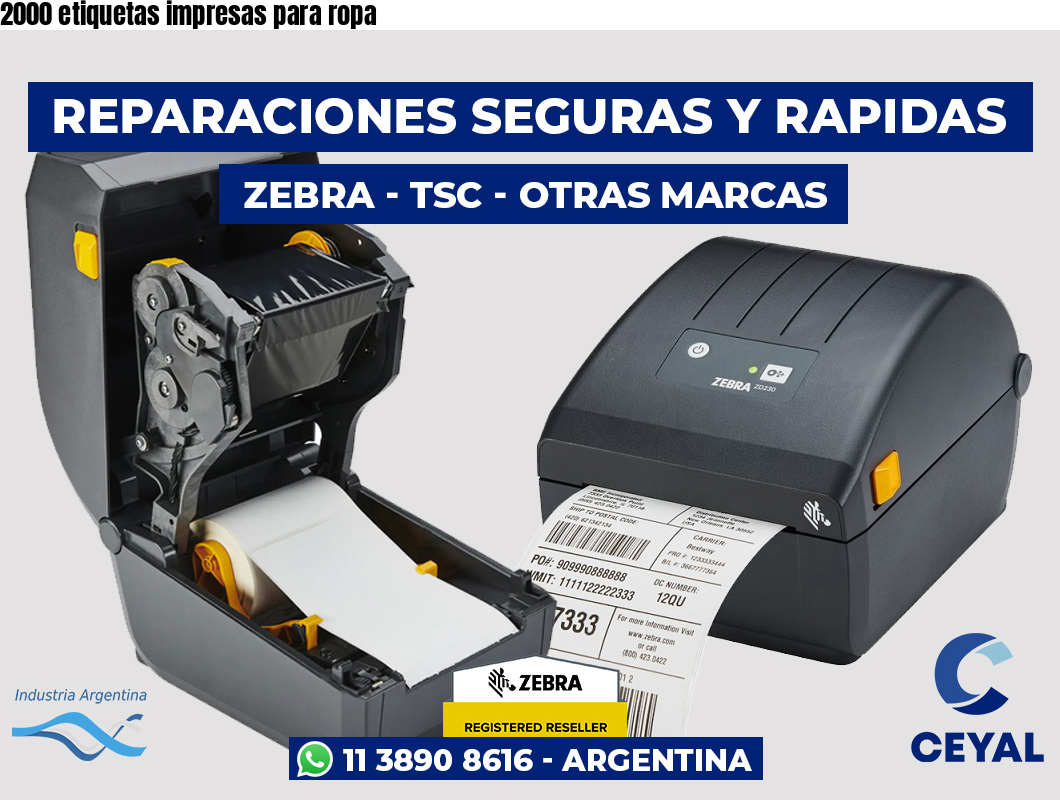 2000 etiquetas impresas para ropa