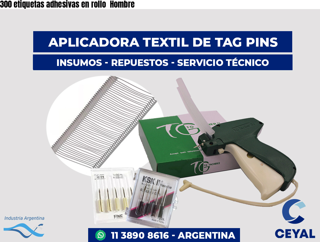 300 etiquetas adhesivas en rollo Hombre