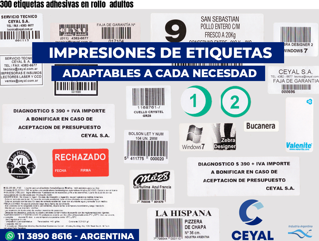 300 etiquetas adhesivas en rollo  adultos