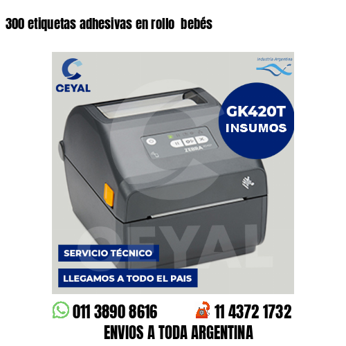 300 etiquetas adhesivas en rollo bebés