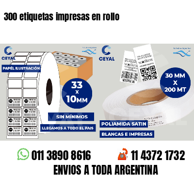 300 etiquetas impresas en rollo