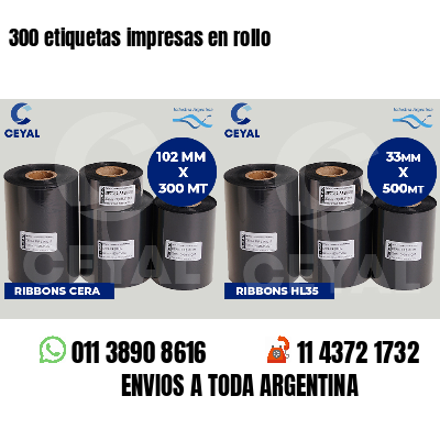 300 etiquetas impresas en rollo