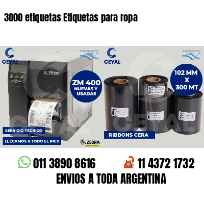 3000 etiquetas Etiquetas para ropa