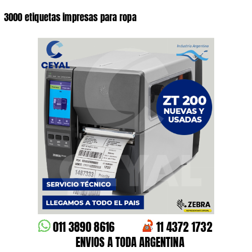 3000 etiquetas impresas para ropa