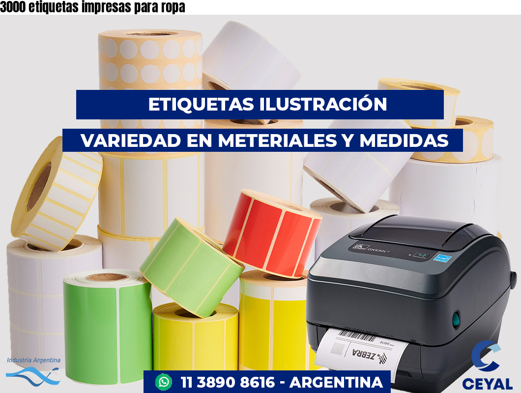 3000 etiquetas impresas para ropa
