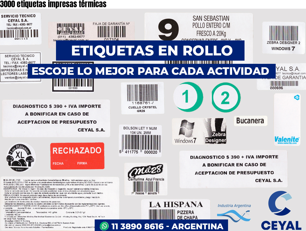 3000 etiquetas impresas térmicas