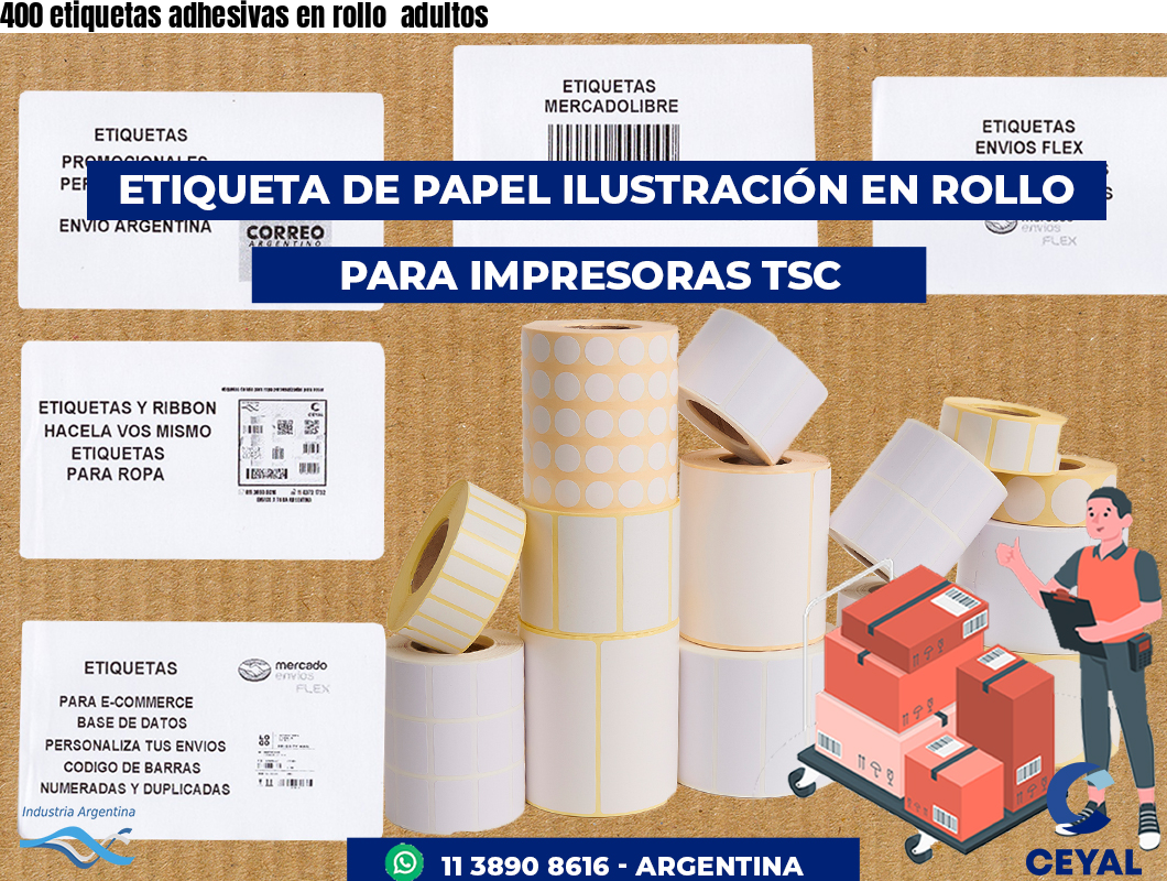 400 etiquetas adhesivas en rollo  adultos