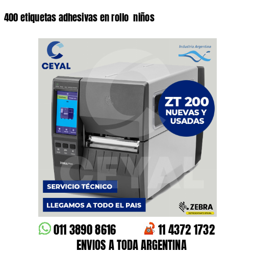 400 etiquetas adhesivas en rollo niños
