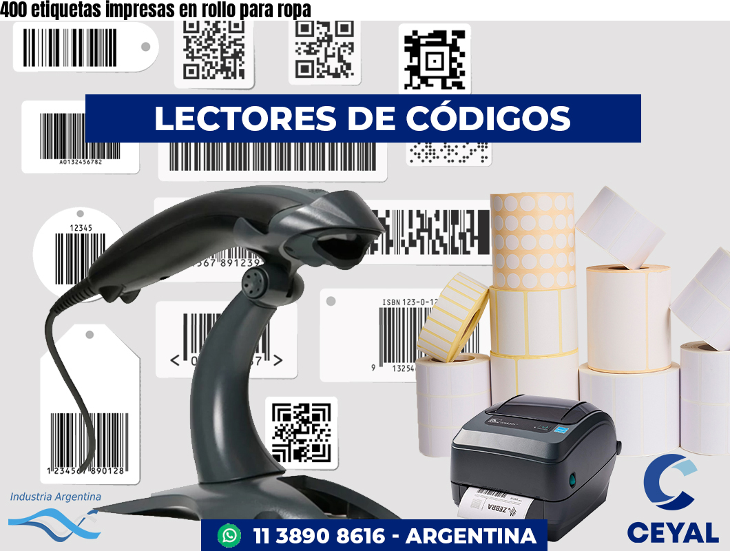 400 etiquetas impresas en rollo para ropa
