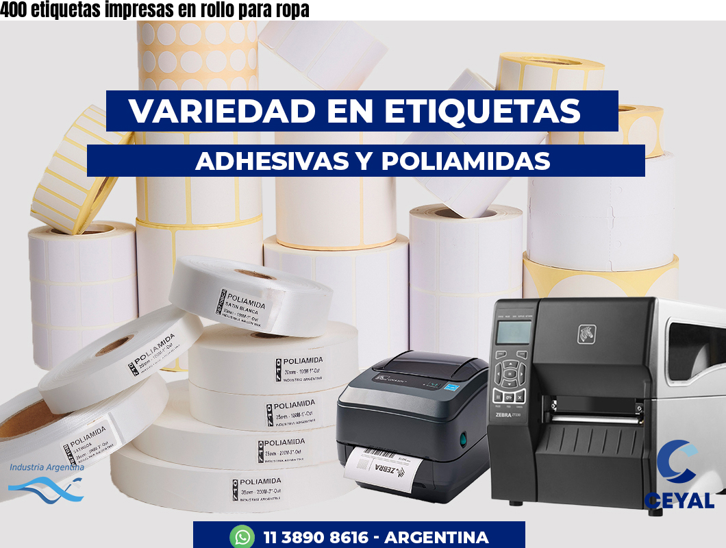 400 etiquetas impresas en rollo para ropa